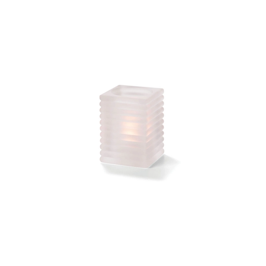 PORTE BOUGIE VERRE GIVREE NERVURE 10 X 7.5CM