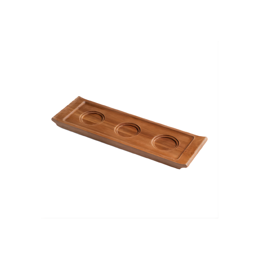 WOOD TRAY 3 WELL 14 1/2X 4 3/4