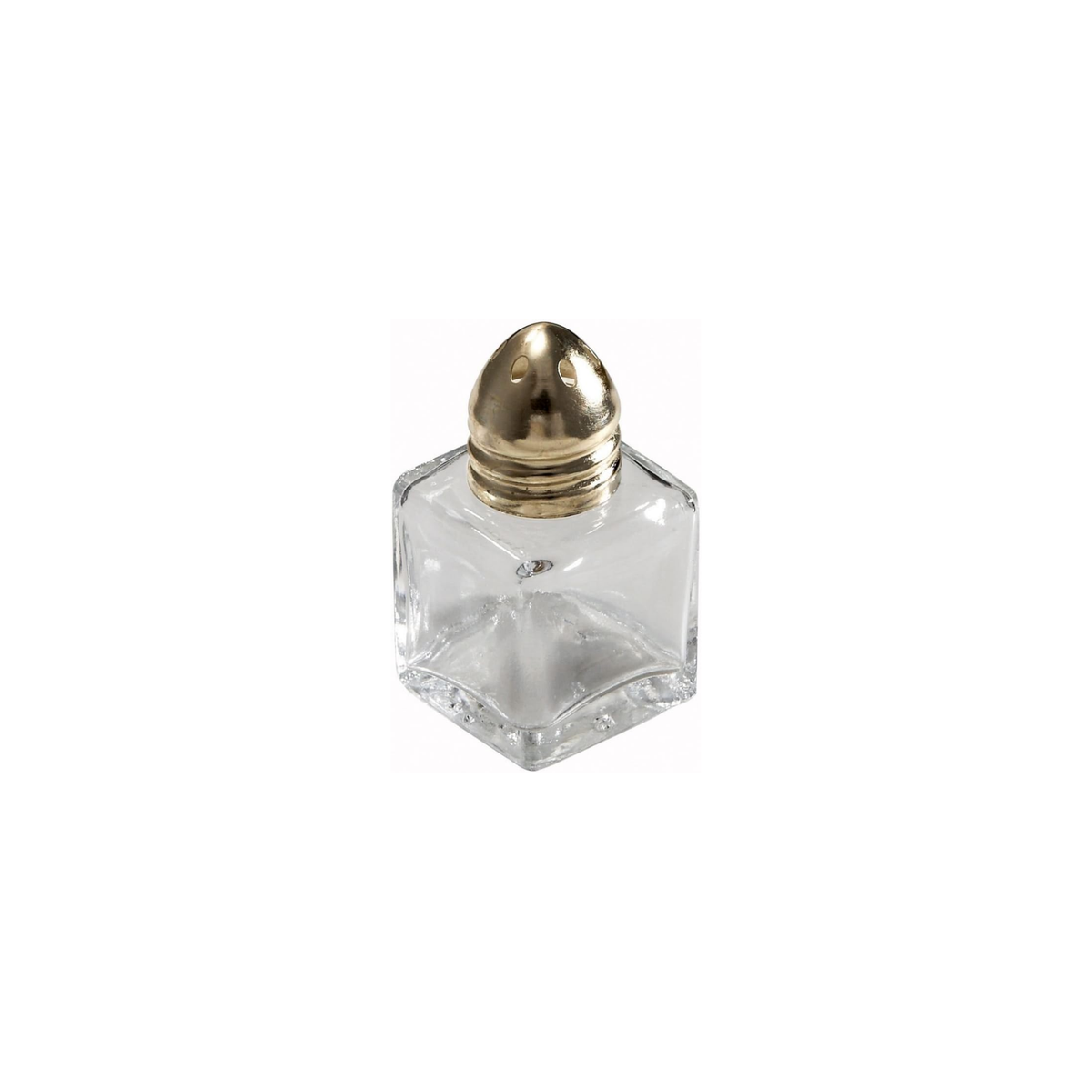 SQUARE SALT AND PEPPER SHAKER 1/2OZ BRASS TOP