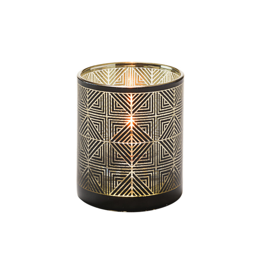 NOIR ET OR SUSSEX™ LAMPE VOTIVE EN VERRE GƒOMƒTRIQUE