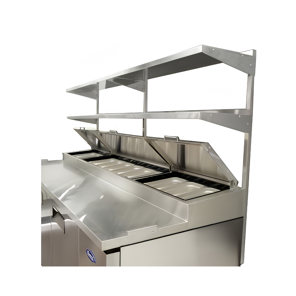DOUBLE OVERSHELF FOR PIZZA PREP TABLE 93" X 14" X 47"H
