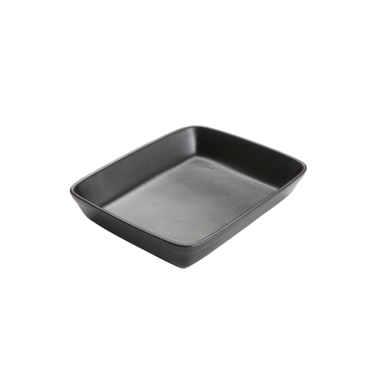 CASSEROLE RECTANGULAIRE 92 OZ EN PORCELAINE NOIRE MAT AVEC ANSES