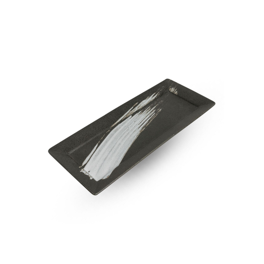 ASSIETTE RECTANGULAIRE NOIRE HAKE BRUSHSTROKE 11,5" LX5'' L