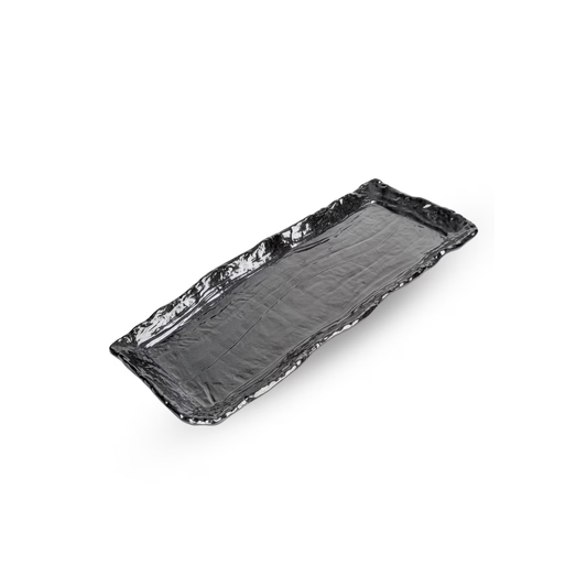 ASSIETTE RECTANGULAIRE TEXTURÉE NOIRE DURABLE KORIN 16"L X 6"W