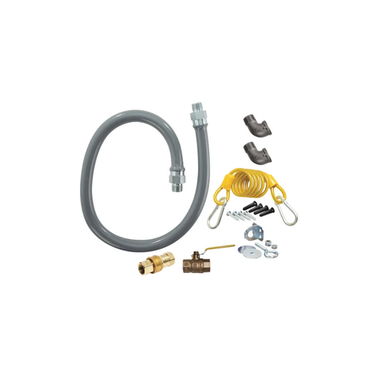 ENSEMBLE DE RACCORDS DE GAZ 48" 3/4" AVEC DÉCONNEXION RAPIDE STANDARD, 2 COUDES