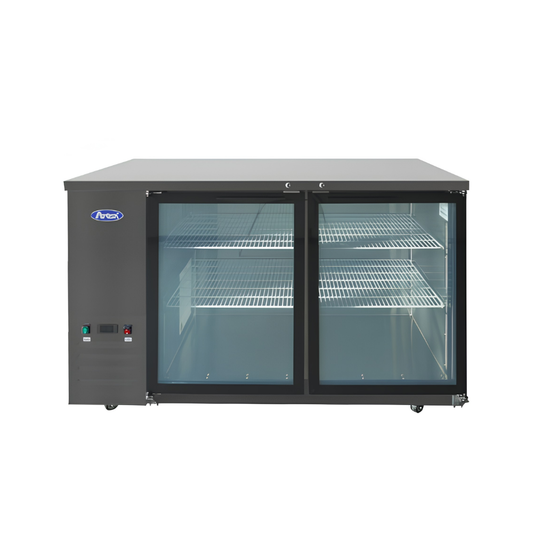 RÉFRIGÉRATEUR DE BAR NOIR À FAIBLE PROFONDEUR AVEC PORTES VITRÉES, 35 °F - 38 °F
