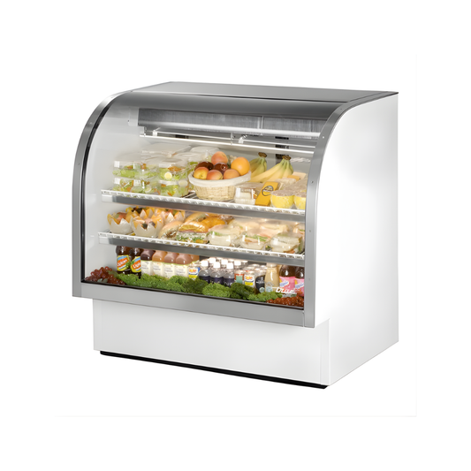 RÉFRIGÉRATEUR DÉLI VITRE COURBÉ, ÉCLAIRAGE LED, 48.25"x35.25"x47.75"H BLANC