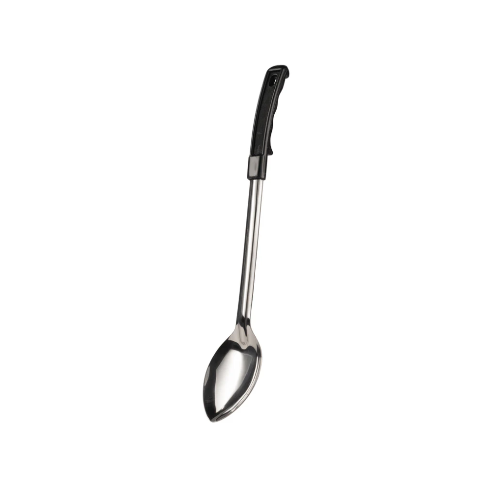 15" SOLID BASTING SPOON PLASTIC BLACK HANDLE