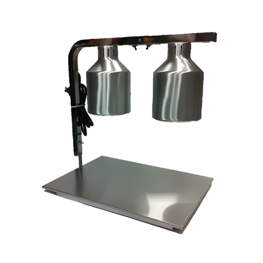 RÉCHAUD 2 AMPOULES ARGENT AVEC ASSIETTE EN ACIER INOXYDABLE